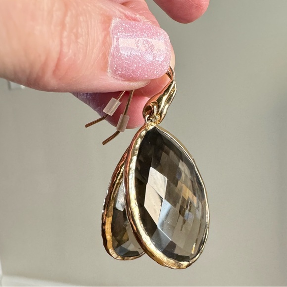 STELLA and DOT Serenity Stone Smokey Brown + Bardot Silver Earrings - Picture 3 of 4